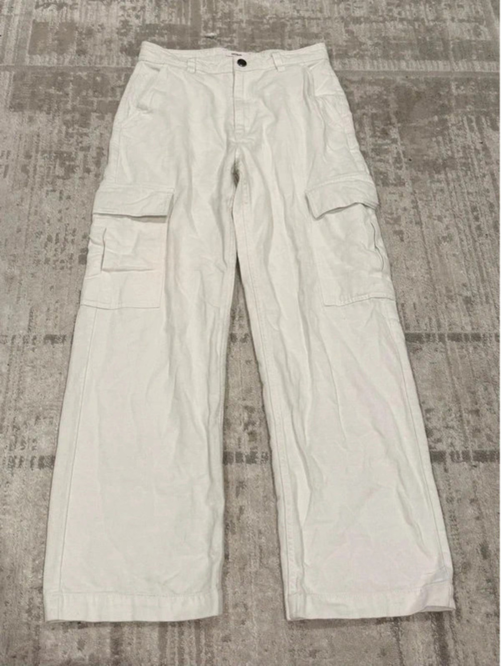 Cotton On White Cargo Pants Size 4 Wide Leg Utility Y2K